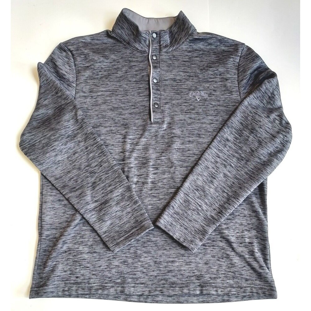 Ladies Callaway Gray & Black 4 Snap High Neck LS Fleece Golf Top Size Medium
